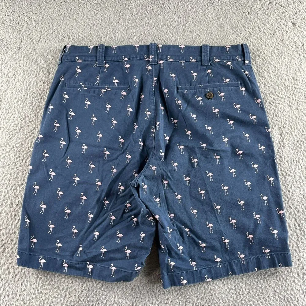 J. Crew Shorts Mens 32 (Fits 33) Blue Chino Flamingos 9